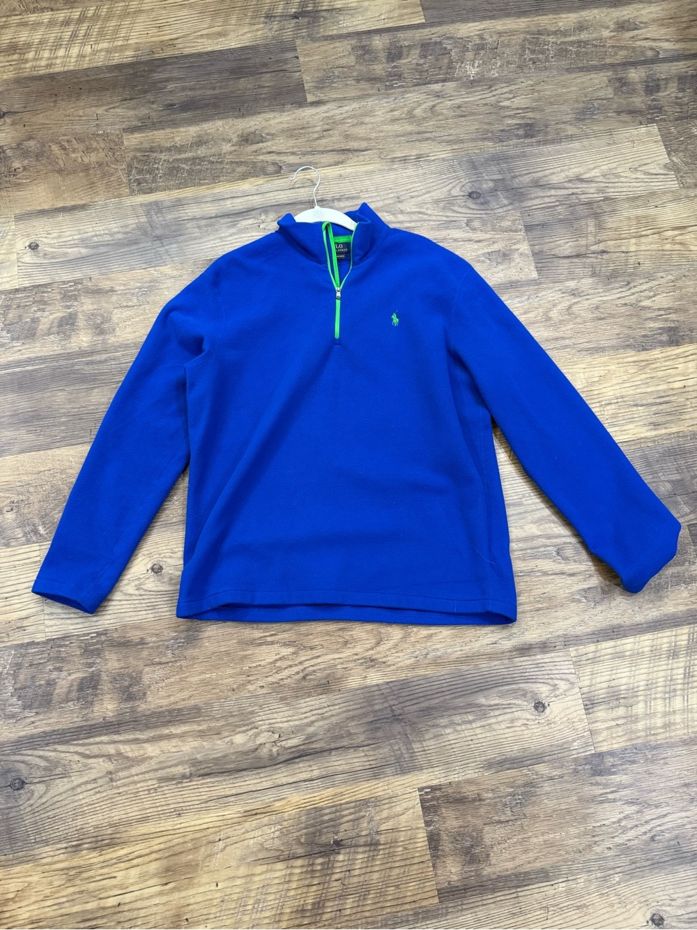 Polo Ralph Lauren Performance Blue Fleece Half-Zip with Green Trim
